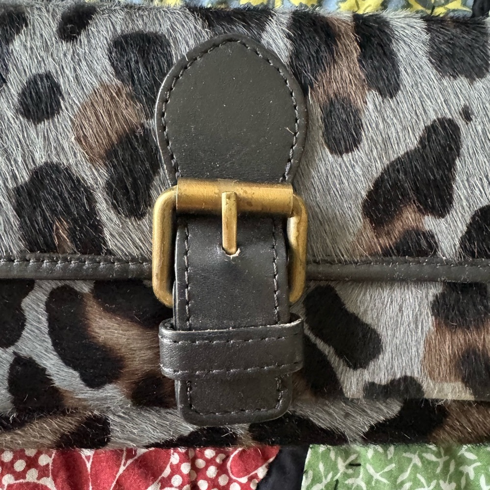 Boden Calf hair Leather Leopard Wallet Black Gray Buckle - Picture 2 of 10